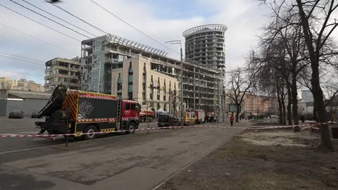 Kyiv missile attack Stock Footage 298692416