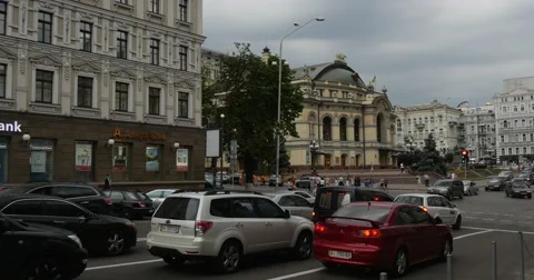 Kyiv Opera Theatre distant View in Kiev City Center National Opera of Ukraine Video stock 52804269