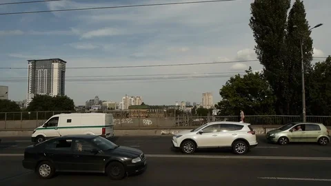 Kyiv Overpass Traffic Stock Footage 113549309