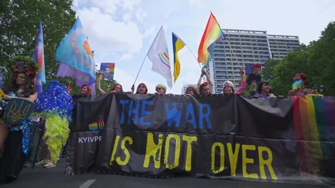 Kyiv Pride Participants at Berlin Equality Parade 2023 動画素材 340504416