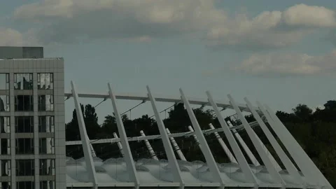 Kyiv Running Clouds Over Part of The Stadium Structure Timelapse Stock Footage 150220420