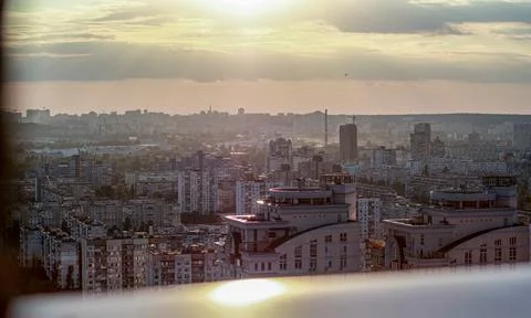 Kyiv Skyline at Sunset Stock Photos