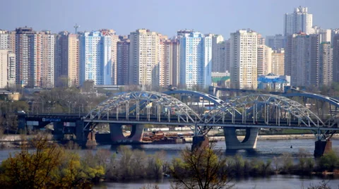 Kyiv train bridge Stock Footage 38924459