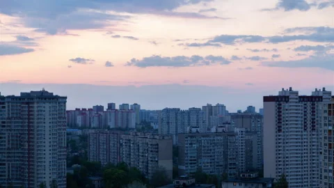 Kyiv War Skyline: Dramatic Timelapse of Cityscape During Conflict in Ukraine Stock Footage 243934569
