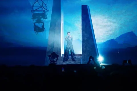 Kyle Alessandro performing at Semifinal 1 of Eurovision 2025 Stock Photos