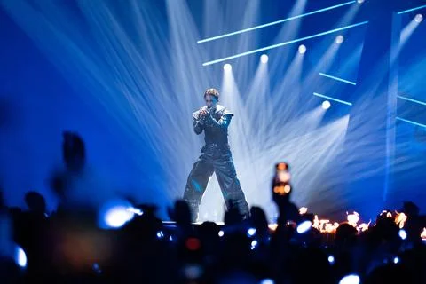 Kyle Alessandro performing at Semifinal 1 of Eurovision 2025 Stock Photos