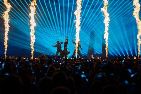 Kyle Alessandro performing at Semifinal 1 of Eurovision 2025 Stock Photos