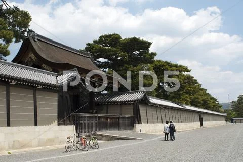 Kyoto Imperial Palace, main gate and grounds Stock Photos