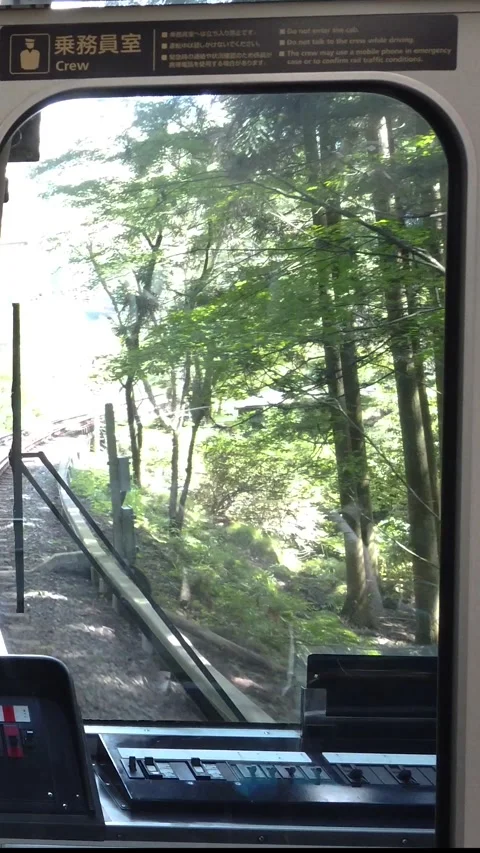 Kyoto Japan Vertical Train Window POV Moving Front Driver Cabin View Stock Footage 336674122