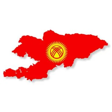 Kyrgystan flag map on white background with clipping path 3d illustration Stock Illustration