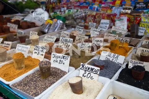 Kyrgyz Spices at Osh Bazar Stock Photos