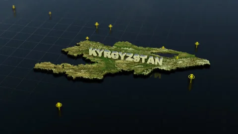 Kyrgyzstan 3D Map With Animation Video stock 307525148