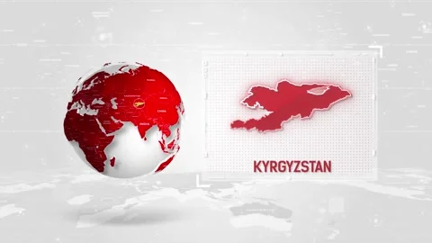 Kyrgyzstan 4K Tech Map Beside Globe On White Background. Stock Footage 340015840