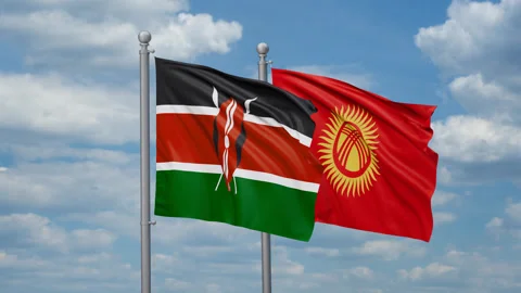 Kyrgyzstan and Kenya two flags Stock Footage 269668989