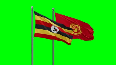 Kyrgyzstan and Uganda two flags Stock Footage 292823147