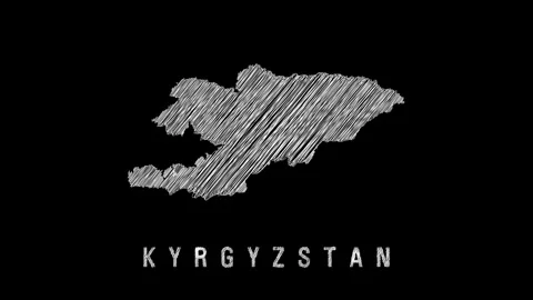 Kyrgyzstan animated scribble map on black background Stock Footage 319764796