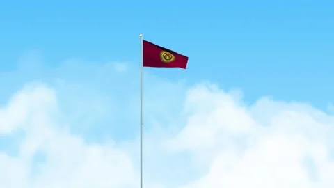 Kyrgyzstan Flag 3D Render Animation Waving on Pole with Blue Sky Video stock 332962778