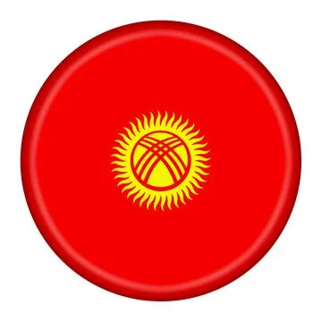 Kyrgyzstan flag button 3d illustration with clipping path Stock Illustration