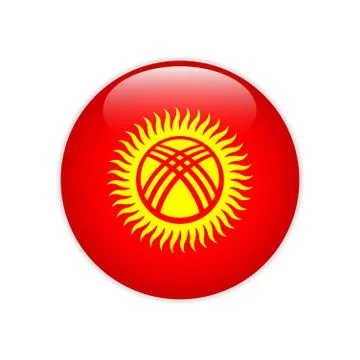 Kyrgyzstan flag on button Stock Illustration