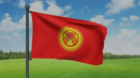 Kyrgyzstan Flag Stock Footage 153254166