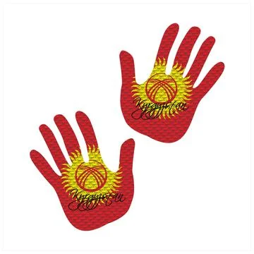 Kyrgyzstan flag hand vector 库存插图