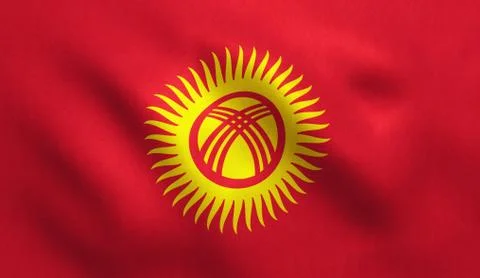 Kyrgyzstan Flag Stock Illustration