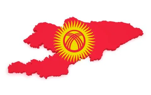 Kyrgyzstan flag map 3d shape Stock Illustration