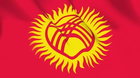 Kyrgyzstan Flag Seamless Loop 4k 60fps on Sky Background Stock Footage 340351603