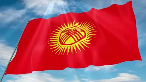 Kyrgyzstan Flag Seamless Loop 4k 60fps on Sky Background Stock Footage 341758952