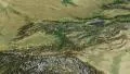Kyrgyzstan, glide over the map, outlined 4k or 4k+ Resolution