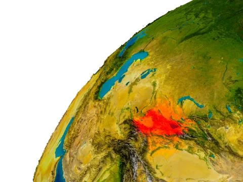 Kyrgyzstan on globe Stock Illustration