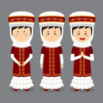 Kyrgyzstan  haracter with Various Expression Stock Illustration