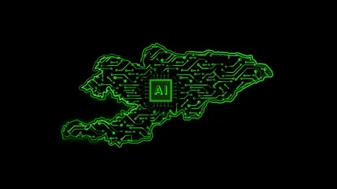 Kyrgyzstan Map AI Chipset Technology Opener Vidéo 337056085