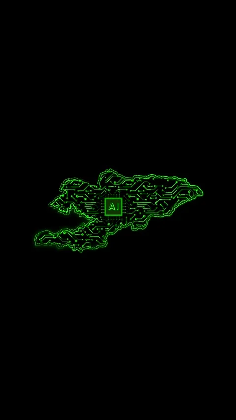 Kyrgyzstan Map AI Chipset Technology Opener Stock Footage 337171917