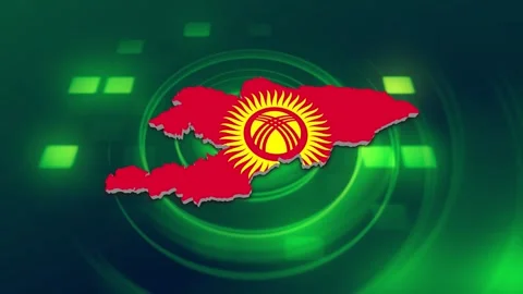 Kyrgyzstan Map and Flag Background Stock Footage 344028661