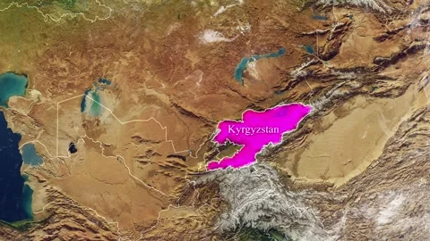KYRGYZSTAN Map With Borders Stock Footage 318676055
