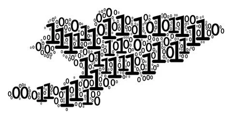 Kyrgyzstan Map Collage of Binary Digits 스톡 일러스트
