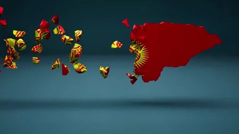 Kyrgyzstan Map With Flag 스톡 동영상 324782553