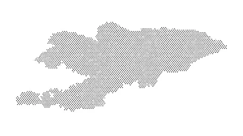 Kyrgyzstan map from particles, dots. Digital silhouette. Abstract animation.. Stock Footage 318018384