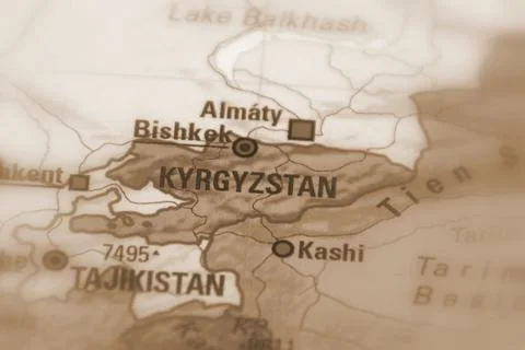 Kyrgyzstan on a map Stock Photos