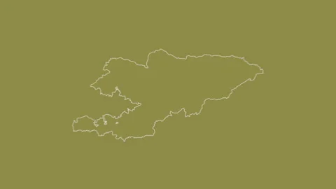 Kyrgyzstan map - solid. Regions. Pattern. Labels Stock Footage 177368230