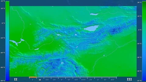 Kyrgyzstan - maximum temperature, raw data Stock Footage 92165859