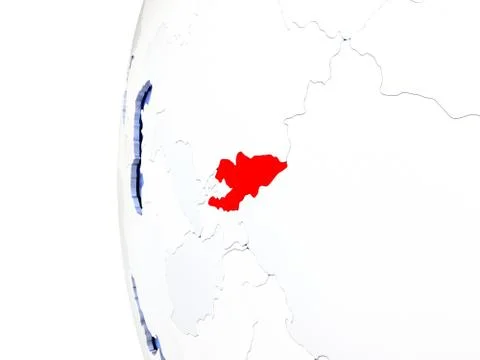 Kyrgyzstan on metallic globe Stock Illustration