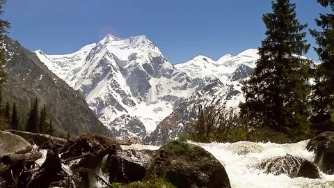 Kyrgyzstan Mountains with stream Stock Footage 69869806