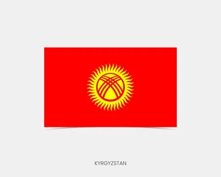 Kyrgyzstan Rectangle flag icon with shadow. Stock Illustration