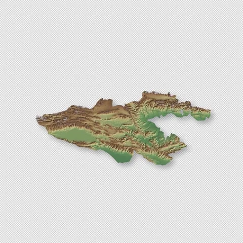 Kyrgyzstan Rotating 3D Relief Map Seamless Loop, Alpha Channel 4K Видео 340711334
