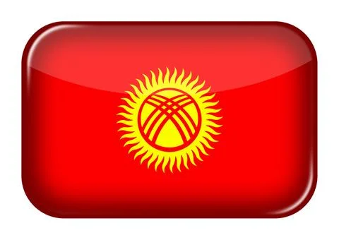 Kyrgyzstan web icon rectangle button with clipping path 3d illustration Stock Illustration