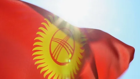 Kyrygyzstan Flag Flapping Video stock 118957567