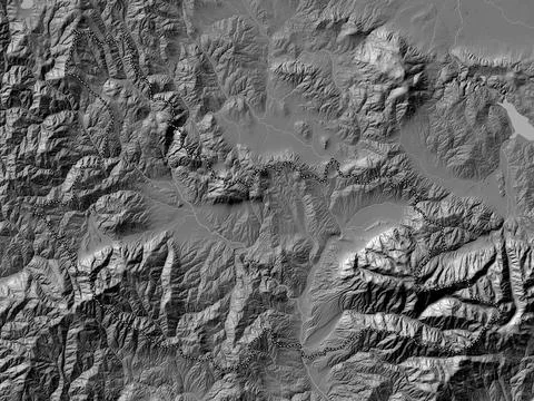 Kyustendil, Bulgaria. Bilevel elevation map with lakes and rivers Stock Illustration
