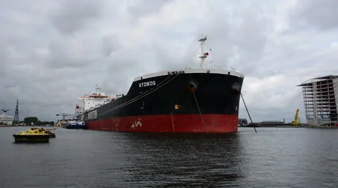 Kyzikos moored at the bouy Stock Footage 50431384